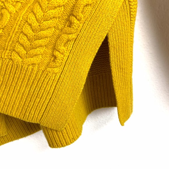 Madewell Merino Wool mustard yellow pullover sweater bobble open side Sz M crew - Picture 5 of 10